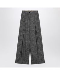 Dolce & Gabbana - Striped Wide-Leg Wool-Blend Trousers - Lyst