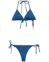 Emporio Armani - Floral-Jacquard Triangle Bikini - Lyst