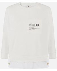 Elisabetta Franchi - Sweat-shirt avec les détails de la poplin - Lyst
