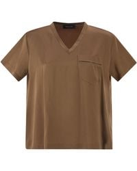 Fabiana Filippi - V-Neck Satin Top With Elegant Pocket - Lyst