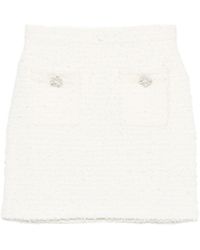 Self-Portrait - Cream Textured Knit Mini Skirt - Lyst