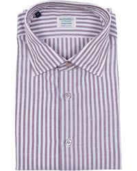 MAZZARELLI CAMICIE - Slim Fit Linen And Cotton Striped Shirt - Lyst