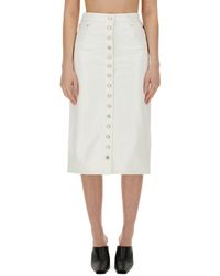 Courreges - Midi Skirt With Front Button Detailing And Back Slit - Lyst