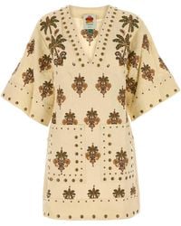 FARM Rio - Embroidered Linen Tunic Dress - Lyst