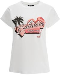 Balmain - Flamingo Print T -Shirt - Lyst
