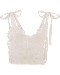 Maurizio Mykonos - Embroidered Top With Tie Shoulder Straps And Floral Detailing - Lyst