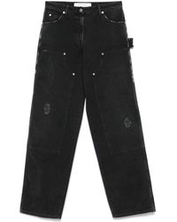 Golden Goose - Distressed Cotton Jeans With Front Patches - Lyst