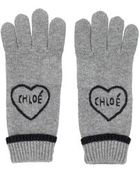 Chloé - Girl Knit Gloves With Embroidered Logo - Lyst