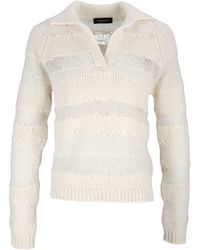 Fabiana Filippi - Raffia Micro Paillettes Mohair V-Neck Polo Sweater - Lyst