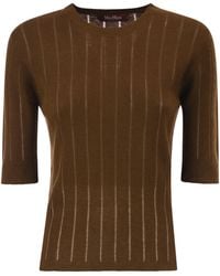 Max Mara - Mstragno - Slim-fit Geribbelde Gebreide Top Van Zijde En Wol - Lyst