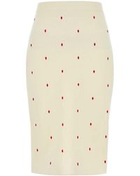 Bottega Veneta - Embroidered Cotton Blend Skirt - Lyst