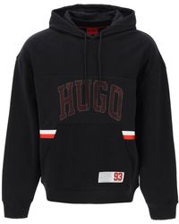 HUGO - Entspannte Fit Hoodie Sweatshirt mit - Lyst