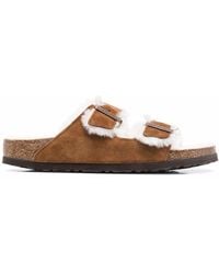 Birkenstock - Arizona Shearling Mink, Suede Leather - Lyst