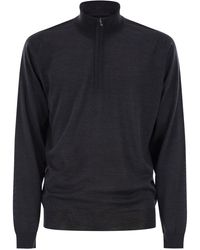 John Smedley - Barrow High Neck Jumper With Half Zip - Lyst