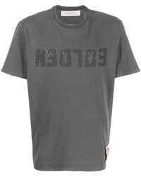 Golden Goose - Golden M's Regular T Shirt Distressed Cotton Jersey With Logo - Lyst