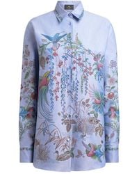 Etro - Printed Oxford Nude Cotton Shirt - Lyst
