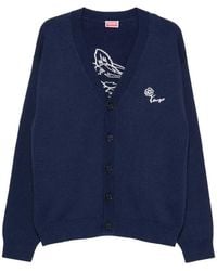 KENZO - Floral-Embroidered Cardigan - Lyst