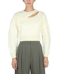 McQueen - Cropped Sweatshirt With Cut-Out Detail - Lyst