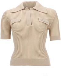 Patou - Ribbed Knit Polo Shirt - Lyst
