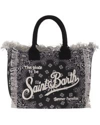 MC2 Saint Barth - Bandana Print Tote Bag With Fringed Edges And Embroidered Logo - Lyst