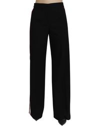 Dolce & Gabbana Black High Waist Straight Virgin Wool Pants