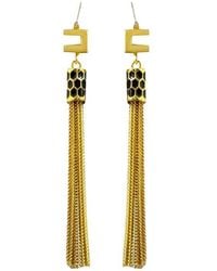 Elisabetta Franchi - Elisabetta -franchi Lange Oorbellen Met Logo - Lyst