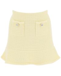 Self-Portrait - Self Portrait "Knitted Mini Skirt With Jewel Buttons - Lyst