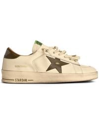 Golden Goose - 'Stardan' White Lear Sneakers avec étoile verte et talon - Lyst