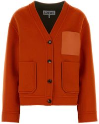 Loewe - Orange Wool Blend Cardigan - Lyst