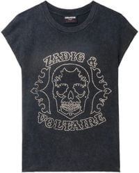 Zadig & Voltaire - Strass Top Met Doodskop - Lyst