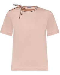 Burberry - Check Bow Cotton T-Shirt - Lyst