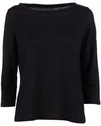 Filatures Du Lion - Col Bateau M3/4 002.Noir - Lyst