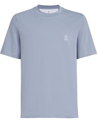 Brunello Cucinelli - T-Shirt Met Ronde Hals En Logodetail - Lyst