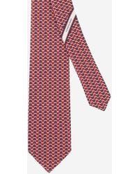 Ferragamo - Silk Tie With Geometric Pattern - Lyst