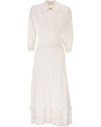 Elisabetta Franchi - Regular Fit Viscose Georgette Dress With Flounced - Lyst