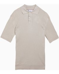 Brunello Cucinelli - Rope Coloured Cotton Ribbed Polo Shirt - Lyst
