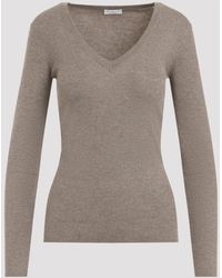 Brunello Cucinelli - Ribbed V Neck Sweater - Lyst