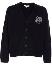 Maison Kitsuné - Fox Head Intarsia Merino Cardigan - Lyst