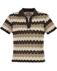 MC2 Saint Barth - Multicolour Striped Crochet Lace Polo Shirt - Lyst