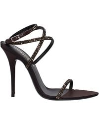 Saint Laurent - Sandali Sandali Santi Ava Ava Ladies Strass Marrone/Testa Del Buio - Lyst