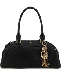 Chloé - Black Leather Bowling Handbag - Lyst