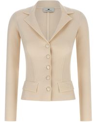 Elisabetta Franchi - Fabric-Stitch Wool Blazer - Lyst