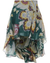 Etro - Asymmetric Silk Mini Skirt - Lyst
