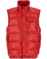Moncler - Red Nylon Sleeveless Uychi Down Jacket - Lyst