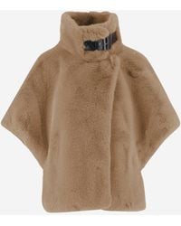 Pinko - Short-Sleeved Plush Jacket With High Collar And Buckle Detail - Lyst