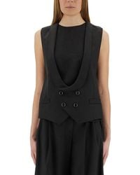 Moschino - Solid Shawl Neck Top - Lyst