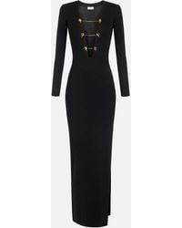 Elisabetta Franchi - Carpet Knit Dress With Jeweled Chains - Lyst