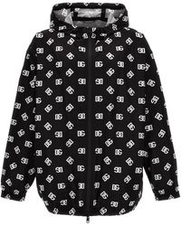 Dolce & Gabbana - Giubbotto con cappuccio nylon stampa logo DG - Lyst