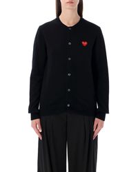 COMME DES GARÇONS PLAY - Wool Cardigan With Crystal Heart - Lyst