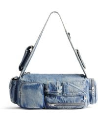 Balenciaga - Borsa A Spalla Superbusy Piccola Denim - Lyst